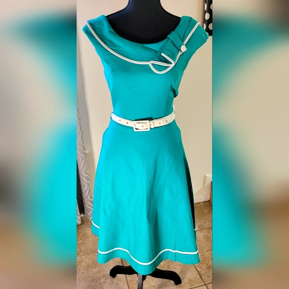 Voodoo Vixen Teal Swing Dress - Picture 2 of 3